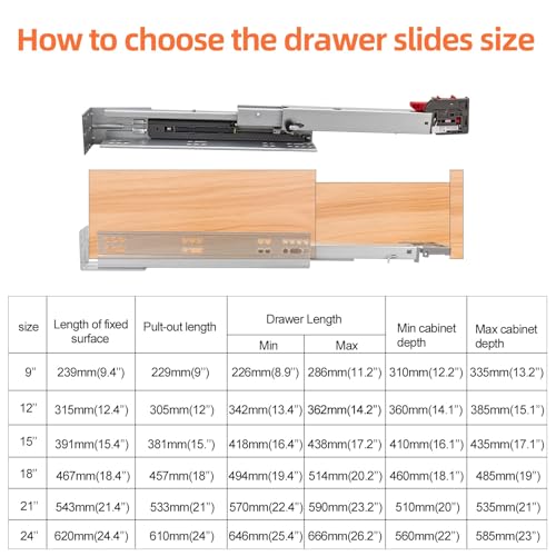 Undermount Drawer Slides HLC Undermount Soft Close Drawer Slides 15 inch 6 Pair Full Extension Concealed Drawer Rails with Mounting Screws,Locking Device and Brackets 80 lb Load Capacity - color: Silver, size: 15 Inch