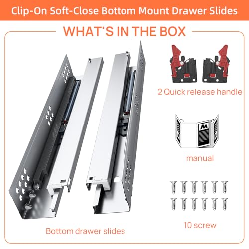 16 Inch Soft Close Undermount Drawer Slides for Frameless Cabinets - color: Soft Close Without Bracket, size: 16 Inch (400 mm)