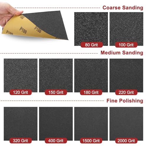 1Pcs Sand Papers 9x11Inch 400Grit Aluminum Oxide Sandpaper Sheets - size: 9 x 11 Inch x 400 Grits