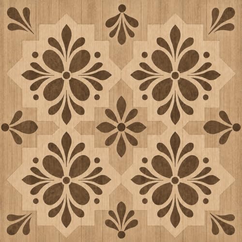 HOMETITUTE Brown Wood Grain Floral Peel Stick Floor Tile, 12"x12" (10Pcs) - color: HO-XD-00049