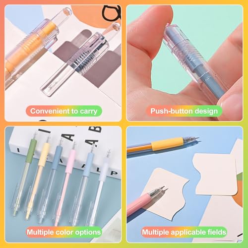 ZukoCert 6 Pack Knife Pen, Precision Craft Cutting Tools, Paper Cutter Pen for Stickers & Scrapbooking, Precision Knife for Crafting with Refillable Blade