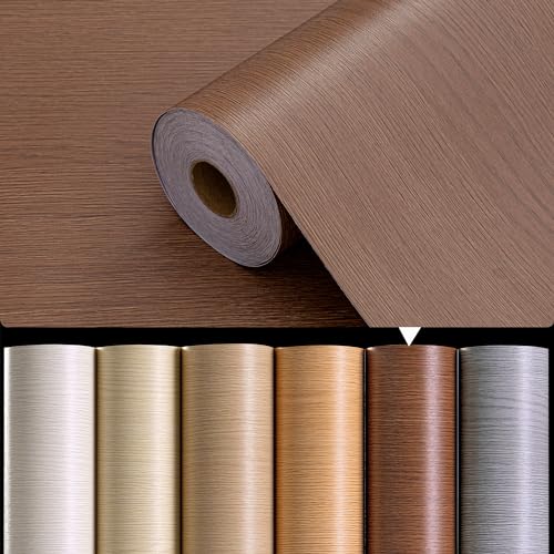 HaiminWallpaper 24" x 393" Wood Contact Paper Peel and Stick Vinyl Roll - color: Brown (03)
