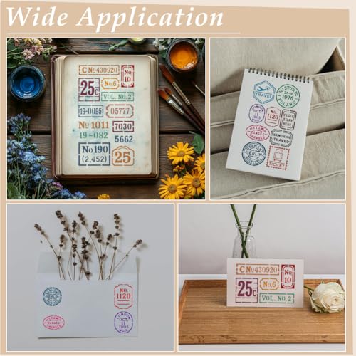 UNICRAFTALE 2Pcs Bill Digital Stamp Text Metal Stencils Retro Stainless Steel Number Words Template Reusable Bookmark Label Stencil for Card Making DIY Scrapbooking 6.96"x3.97" - style: Bill Digital Stamp Text