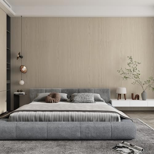 YURITISThick Light Oak Wallpaper Peel and Stick Contact Paper for Cabinets - color: Beige, size: 31.5" x 354"