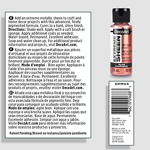 DecoArt 2 Ounce, Rose Gold Extreme Sheen Paint, 2 oz - color: Rose Gold, size: 2 Fl Oz (Pack of 1)