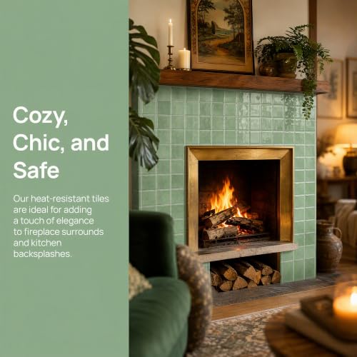 4 Pack Pale Sage Green Square Peel and Stick Wall Tiles, 6"x6" - color: Pale Sage Green, size: 4 Pcs 6" x 6" x 0.05"