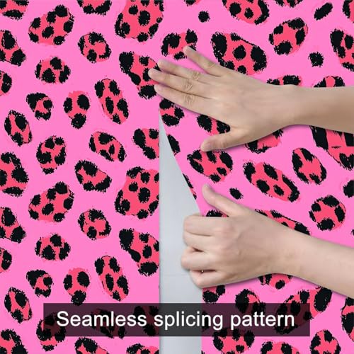 HOMETITUTE Neon Leopard Peel and Stick Wallpaper 118.1x17.7 Inch Vinyl - color: Neon Leopard Print
