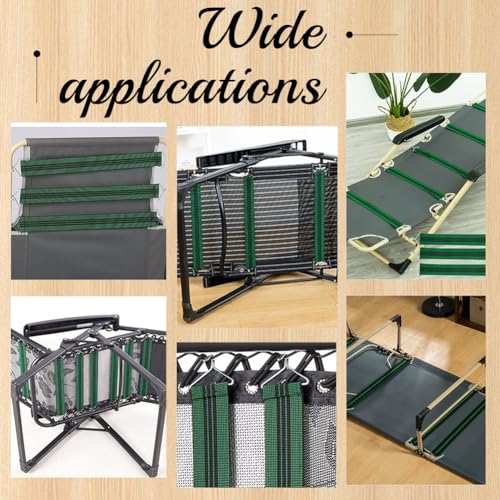 NBEADS 12 Pcs Zero Gravity Chair Replacement Belts, Heavy-Duty Polyester Elastic Support Straps 16.1x1.9Inch Reinforced Clasps for Patio Lawn Folding Recliners, Green