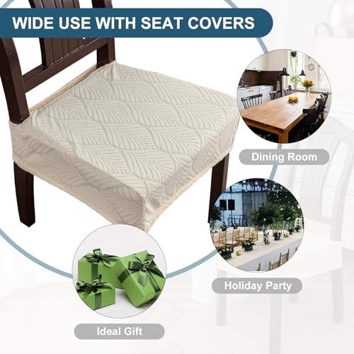 Waterproof Stretch Chair Seat Covers, Set of 6 Beige - color: Beige, size: 16-20in-Rear-covered