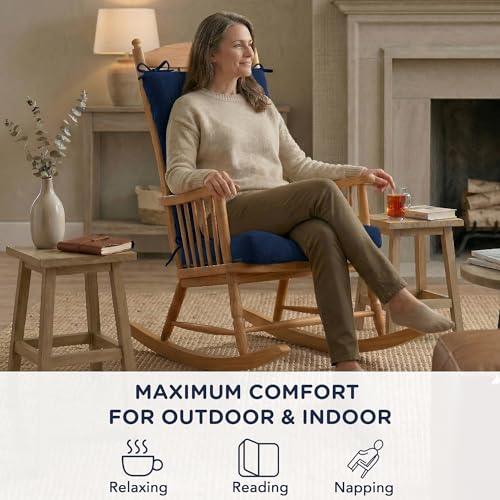 Codi Rocking Chair Cushions Indoor, Water-Resistant, Navy 1 Pack - color: Navy, size: 18"x18"/18"x22" - Standard 1PK