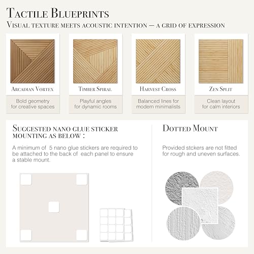 Soon Global Acoustic Wall Panels,Timber Spiral - color: Timber Spiral, size: 23.6 X 23.6 Inches