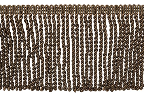 6" (15cm) Basic Solid Collection Traditional Satiny Bullion Fringe Trim (Style# BFS6), Espresso Brown #E29 (Dark Brown) Sold By The Yard (36"/3 ft/0.9m) - color: Espresso Brown #E29 (Dark Brown), size: Sold By The Yard (36"/3 ft/0.9m)