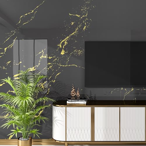 FunStick Thick Dark Grey Marble Contact Paper for Countertops Waterproof Contact Paper for Cabinets Peel and Stick Countertops Removable Gold Grey Marble Wallpaper for Kitchen Bathroom Table 12"x200" - size: 200" x 12"