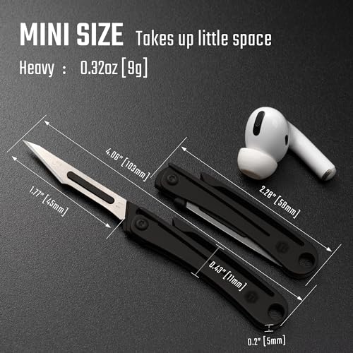 KeyUnity KK07 Titanium Craft Knife with Pocket Clip, 0.87-Inch Cutting Edge - color: Kk07black