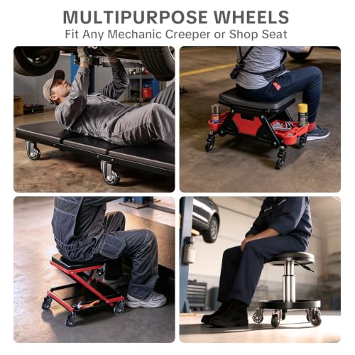 Creeper Caster Wheels Set of 4, 2.5 Inch Swivel Castor Wheels Replacement - color: Black, size: 4 Pack
