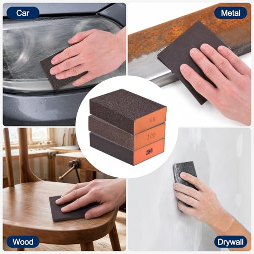 10Pcs 180Grit Sanding Sponges, Wet Dry Sanding Blocks - size: 180Grit