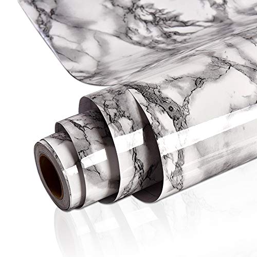 Glossy Grey Marble Peel and Stick Countertop Contact Paper Waterproof Self Adhesive Oil Proof Removable Marble Wallpaper for Kitchen Bathroom Countertops Vanity Top Table Cabinets 17.7" X 118" Yenhome - size: 17.7"W x 118"L