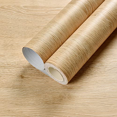 Haimin Wallpaper 24" x 393" Wood Contact Paper Peel and Stick Vinyl Roll - color: Yellow Oak