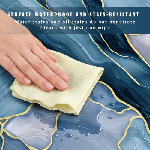 Peel and Stick Kitchen Backsplash Tiles 16PCS – Waterproof Self Adhesive Wall Stickers, Easy DIY Stick On, Heat Resistant Decorative Wall Covering (Blue Agate Gold Foil) - color: Blue Agate Gold Foil