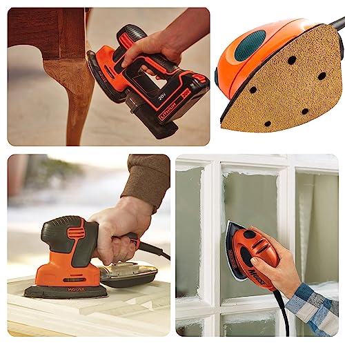 50 Pack Mouse Sander Sandpaper, Sanding Pads for 5.5'' Detail Sanders, Hook and Loop Sandpaper Detail Sander Palm Sander Sandpaper for Wood Furniture Sanding Refinishing (180 Grit) - style: 180 Grit
