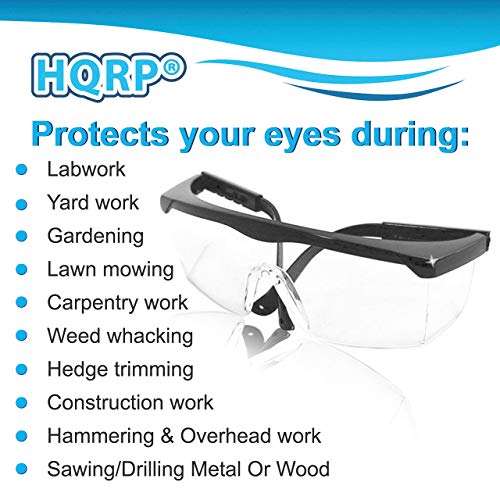 HQRP UV Protective Safety Glasses Goggles for Yard work, Gardening, Lawn mowing, Weed whacking, Hedge trimming, Woodwork etc. - color: Clear
