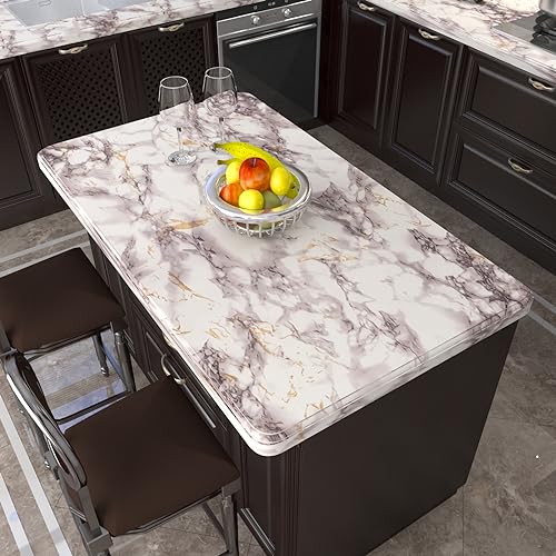VIOPVERY White Brown Marble Peel and Stick Wallpaper 15.7" x 78.7" - color: White/Brown/Grey, size: 15.7" x 78.7"