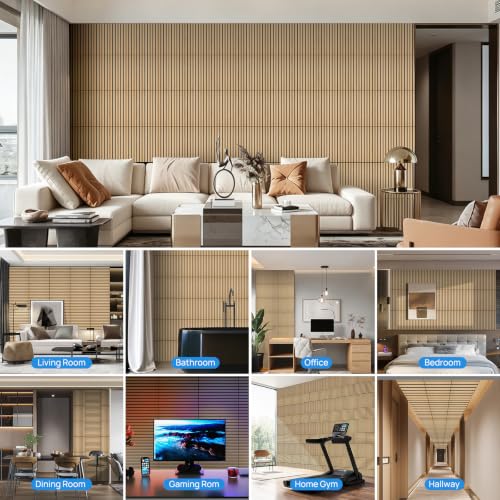 Self-Adhesive Acoustic Wall Panels, Wood Grain Sound Absorbing Panels, Oak - color: Oak