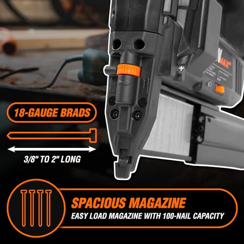 WEN 20V Max Cordless 18-Gauge Brad Nailer with 2.0Ah Battery and Charger (20512) - size: 20V 18-Gauge Brushed Nailer