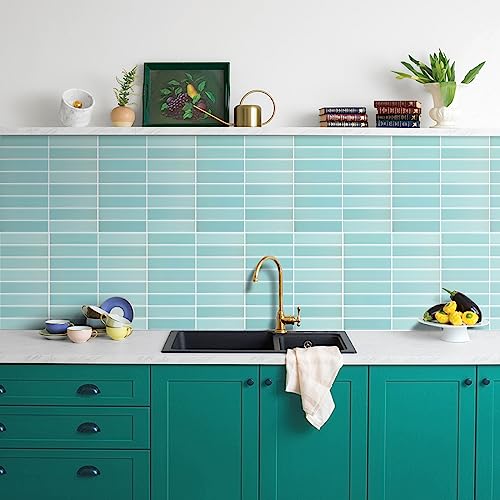 Peel and Stick Tile,New Upgrade Thicker Design Self Adhesive 12" x 12" Large Premium Peel and Stick Backsplash for Kitchen,Bathroom, Living Room, RV Etc(10-Sheet). - color: Pale Blue