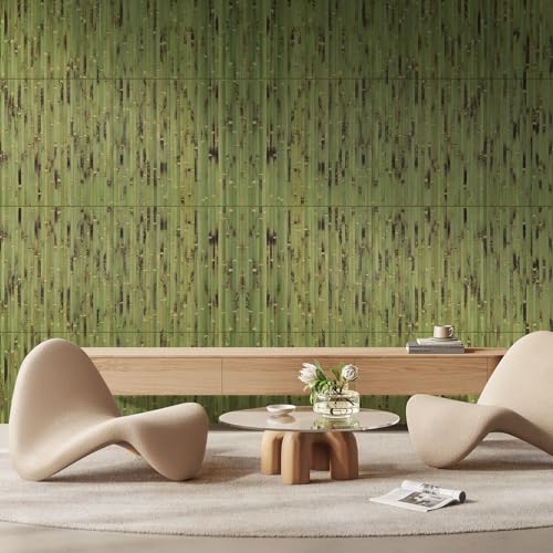 OUZUGIE 1 Pack 96x24 Inch Natural Bamboo Wall Panel - color: Green Burned, size: 24" x 96"