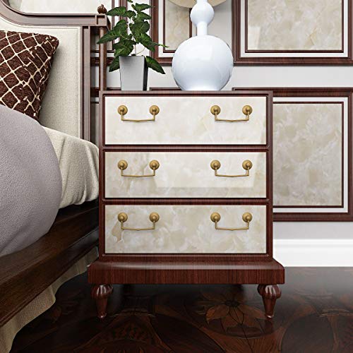 Livelynine 24x394in Removable Marble Wallpaper Peel and Stick Countertop Waterproof Glossy White Beige Marble Contact Paper for Countertops Wide Desk Cover Self Adhesive Kitchen Counter Top Vinyl Wrap - size: 24" x 394"