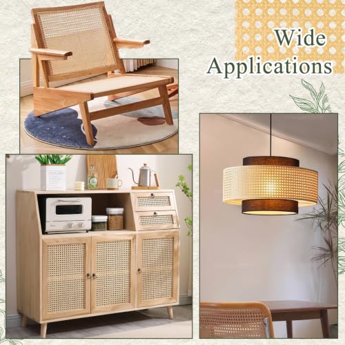 15 Pcs Rattan Repair Kits - Rattan Caning Material for Chairs and Cabinets, Woven Open Mesh Wicker Repair Kit for DIY Home Projects and Furniture (Wood)
