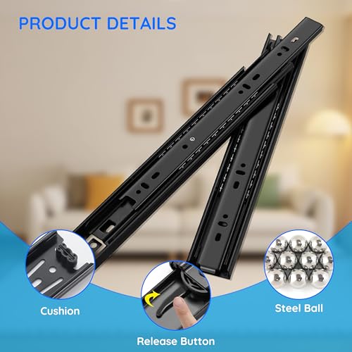 6 Inch Drawer Slides, Soft Self Close Full Extension Ball Bearing Drawer Slides, 3 Fold Full Stretch Side Mount for Small Drawers, Jewelry Boxes, Toolboxes (1 Pair-Black) - size: 6 Inch