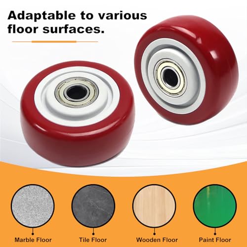2.5 Inch Push Cart Wheels, PU Wheels Bearings Repair Kits with 3/8" Axle - size: 2.5 Inch