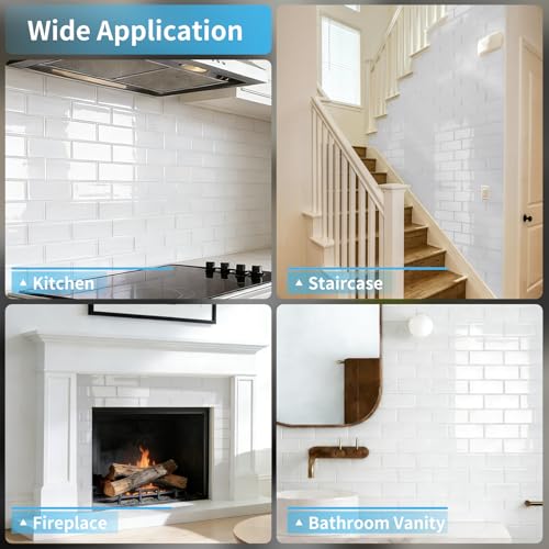 Art3d Subway Design Wall Tile, Peel and Stick Backsplash, 10-Pack, White - color: White