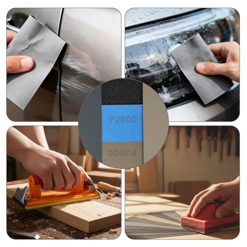 Wet Dry Sandpaper Sheets 9x3.6, 1000 1200 1500 2000 3000 5000 Grit, 42Pcs