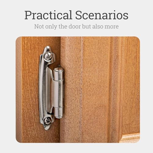 Cabinet Hinges 24 Pack 1/2" Overlay Self-Closing Satin Nickel - color: Nickel, size: 24Pack