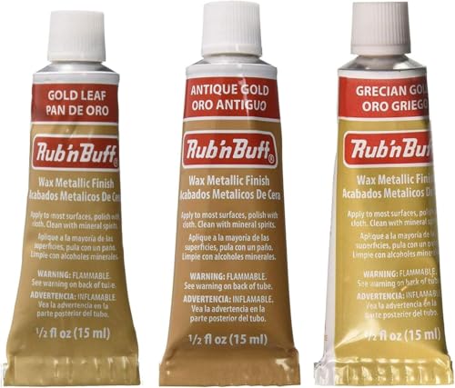 JewelrySupply Amaco Rub 'N Buff Wax Metallic Finish, 3 Color Assortment (Gold Leaf, Antique Gold, Grecian Gold)