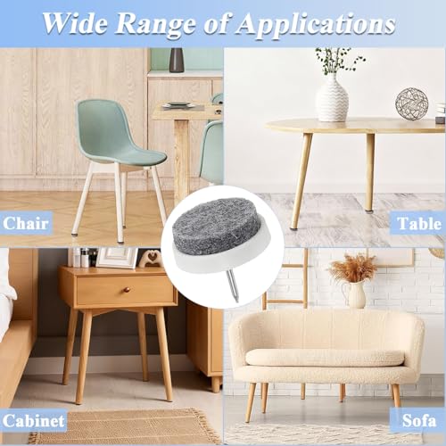 30 pcs Felt Furniture Pads, 0.59" 15mm Nail-on Heavy Duty Felt Pad - color: White, size: Φ 15 mm
