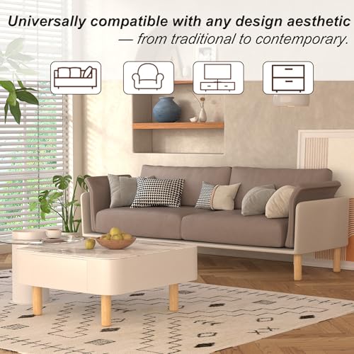 8 Inch Tall Heavy Duty Natural Wooden Furniture Legs Set of 4 - Cylindrical Solid Wood Legs for Sofa, Couch & High Tables - Varnished Replacement Feet - color: Varnished, size: 8 Inch