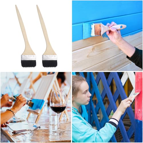 uxcell 3pcs Bent Radiator Paint Brush 4" Width Curved Wall Paint Soft Bristle Brushes with Long Wood Handle for Painting DIY Wall Treatment - size: 4"