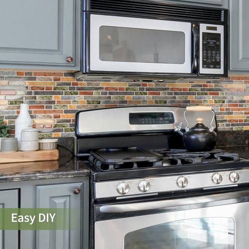 10 Sheets Thick Peel and Stick Kitchen Backsplash Tiles - color: Colorful