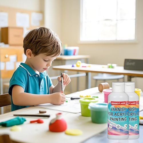 GOODTAKE Varnish for Acrylic Painting, Polycrylic Clear Gloss, Gloss Varnish for Clay, Acrylic, Paint, Diamond Painting, Wood - Non-Yellowing, Non-Toxic, Polyurethane Clear Gloss (2 Ounces) - size: 2 Ounces