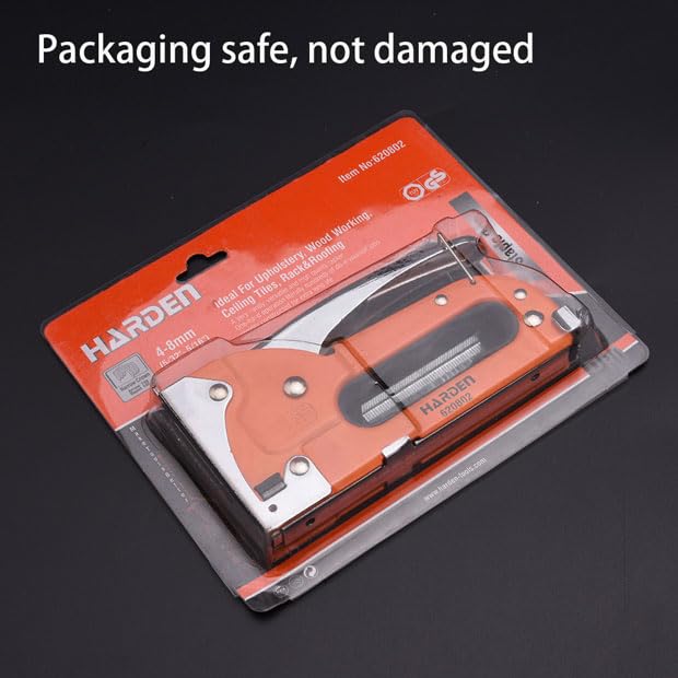 Edward Tools Harden Heavy-Duty Staple Gun – Fine Steel, Chrome Handle – Fits 4-8mm (5/32" to 5/16") U-Type Staples – for Upholstery, Woodworking, Crafts, Roofing – Includes 100 Staples