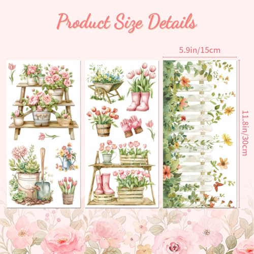 Peacoblue Garden Flowers Rub On Transfers for Furniture Craft 6"x12" - style: Garden Flowers