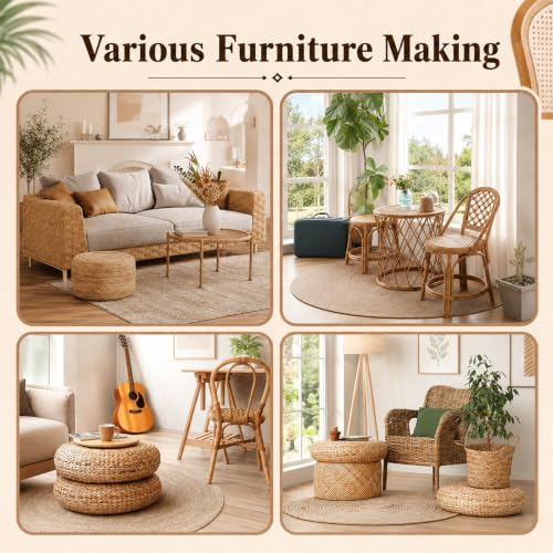 Reaeng Rattan Repair Kit for Chair Caning, Complete Furniture Restoration Kit with 15.7 x 39.4 Inch Cane Webbing Roll, Spline, 2 Caning Chisels and 8 Wooden Wedges - color: Style C