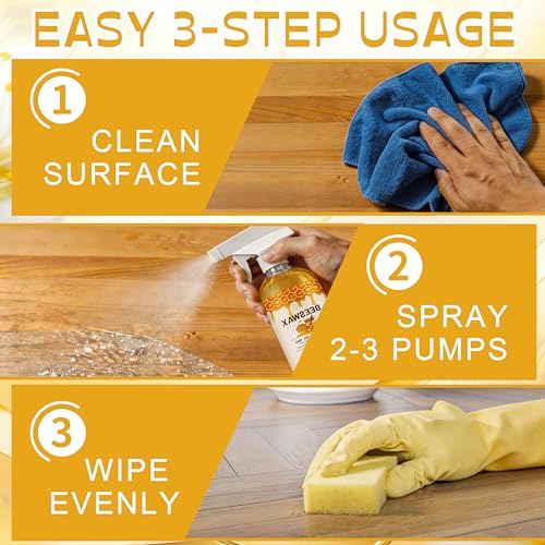 Beeswax Wood Polish Spray,Beeswax Floor Spray,Beeswaxs Floor Polish,Beeswaxs Floor Restorer,Multi-Purpose Furniture Polish,Wood Cleaner Repairing and Care,Restores Shine & Removes Scratches(355ml)