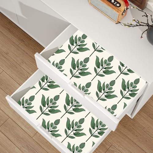 BOKEBEVE Boho Leaf Peel Stick Wallpaper Damask Beige Green 17.5 x 118In - color: Beige/Green, size: 17.5" x 118"