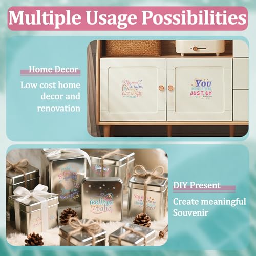 WANDIC 3 Sheets UV DTF Rub on Transfer Stickers, Mental Health Theme 3D Cup Warp Waterproof Decals for DIY Glass Water Bottle Furniture Crafts,15 * 30cm - color: Mental Health