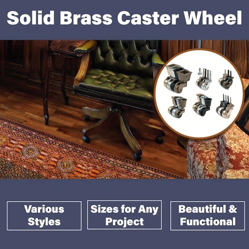Van Dyke's Restorers Vintage Classic Solid Brass Round Cup Caster Wheel, Bronze, 1 1/4 Inch – Durable Furniture Caster for Chairs, Cabinets & DIY Projects - style: Round 1 1/4 Inch